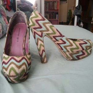 Madden Girl multi colored high heels.
